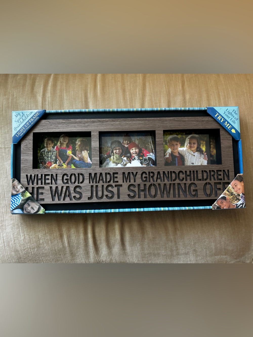 Wood Tone 'When God Made My Grandchildren' Light-Up Photo Frame